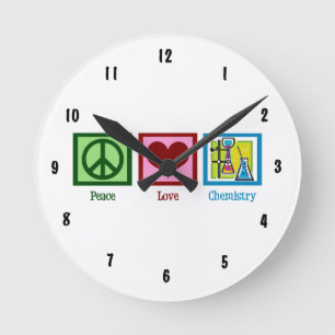 Peace Liebe Chemie Runde Wanduhr