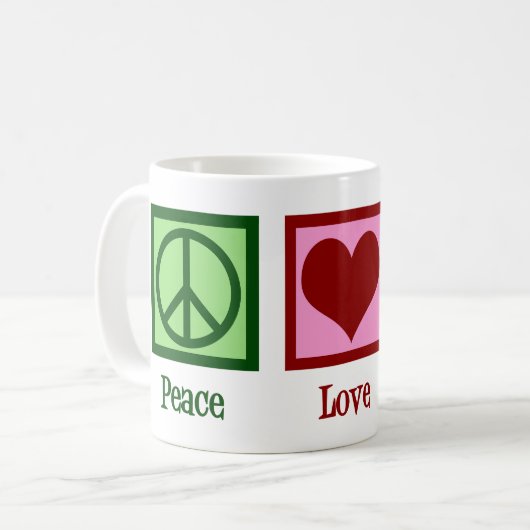 Peace Liebe Chickens Kaffeetasse (Vorderseite Links)