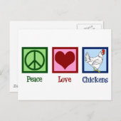 Peace Liebe Chickens Postkarte (Vorne/Hinten)