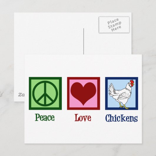 Peace Liebe Chickens Postkarte (Vorne/Hinten)