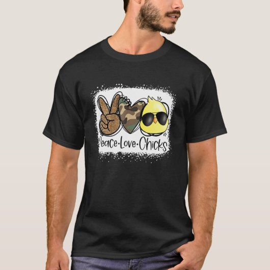 Peace Liebe Chicks Niedlich Hühner Osterfeige Jage T-Shirt (Vorderseite)