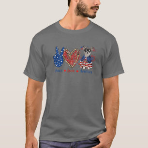 Peace Liebe Chihuahua Dog Patriotic America Flag 4 T-Shirt