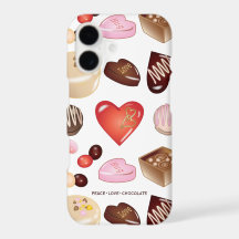Peace Liebe Chocolate Candy Heart Pattern