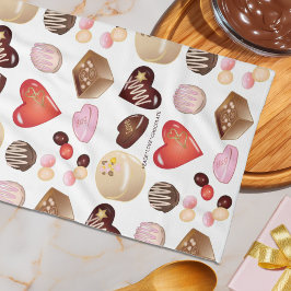 Peace Liebe Chocolate Candy Heart Pattern Geschirrtuch