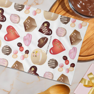 Peace Liebe Chocolate Candy Heart Pattern Geschirrtuch