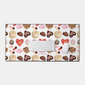 Peace Liebe Chocolate Candy Heart Pattern Schreibtischunterlage (Tastatur & Maus)