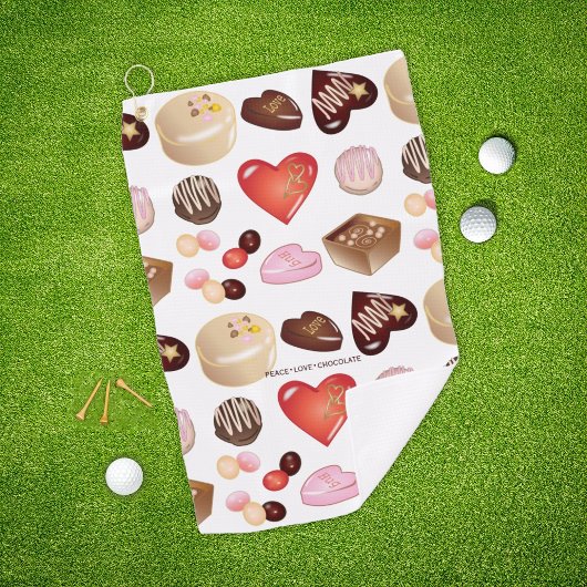 Peace Liebe Chocolate Heart Print Golfhandtuch