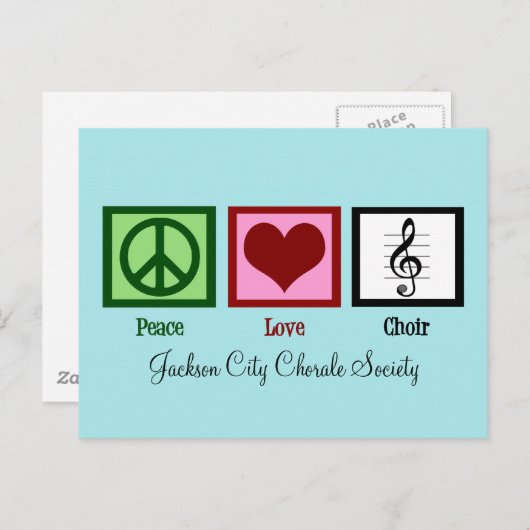 Peace Liebe Choir Niedlich Customizable Aquamarin Postkarte (Vorne/Hinten)