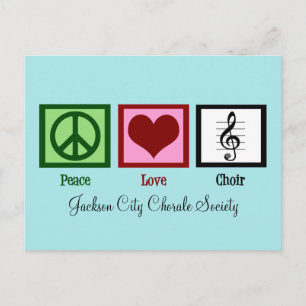 Peace Liebe Choir Niedlich Customizable Aquamarin Postkarte