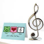 Peace Liebe Chor Niedlich Custom Chorale Weihnacht Feiertagskarte<br><div class="desc">Individuelle Weihnachtskarten mit einem Friedenszeichen,  Herz und einem Drei-Stufen-Kleb auf einem Musical-Team. Eine schöne Karte für einen Chordirektor oder Sänger.</div>