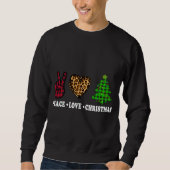 Peace Liebe Christmas Tree Buffalo Kariert Leopard Sweatshirt (Vorderseite)