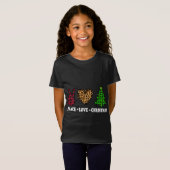 Peace Liebe Christmas Tree Buffalo Kariert Leopard T-Shirt (Vorne ganz)
