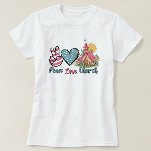 Peace Liebe Church Retro Christlich T-Shirt (Design vorne)