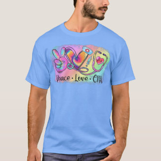 Peace Liebe CNA Life Nurse Gefärbte Krawatte Steth T-Shirt