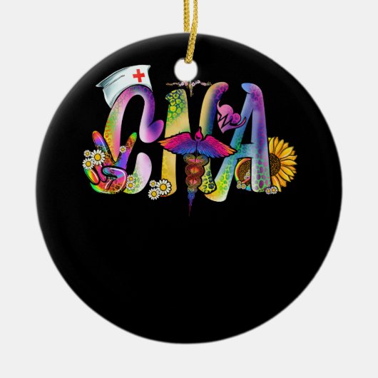 Peace Liebe CNA Nurse Certified Nurse Assistant L Keramik Ornament (Vorne)