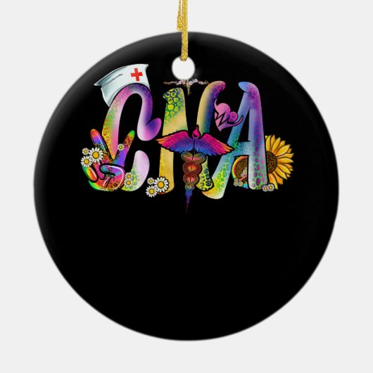 Peace Liebe CNA Nurse Certified Nurse Assistant L Keramik Ornament (Hinten)