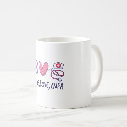 Peace Liebe CNFA Nurse Kaffeetasse (VorderseiteRechts)