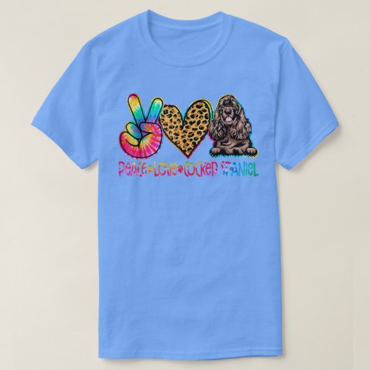 Peace Liebe Cocker Spaniel Gefärbte Krawatte Hund T-Shirt (Design vorne)