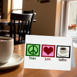 Peace Liebe Coffee Card<br><div class="desc">Brauchen Sie Ihre morgendliche Koffeintasse, um zu funktionieren? Alles, was die Welt braucht, ist Liebe und Kaffee. Liebe und Kaffeekarten.</div>