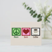 Peace Liebe Coffee Custom Café Postkarte (Stehend Vorderseite)