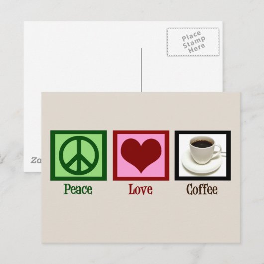 Peace Liebe Coffee Custom Café Postkarte (Vorne/Hinten)