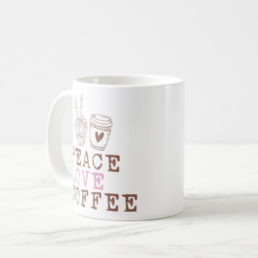 Peace Liebe Coffee Kaffeetasse (Vorderseite Links)