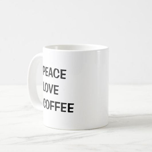 Peace Liebe Coffee Kaffeetasse (Vorderseite Links)