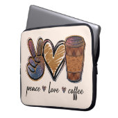 Peace Liebe Coffee Laptopschutzhülle (Vorderseite Links)