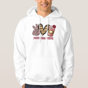 Peace Liebe Coffee Pink Leopard Valentinstag Prem Hoodie