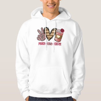 Peace Liebe Coffee Pink Leopard Valentinstag Prem Hoodie