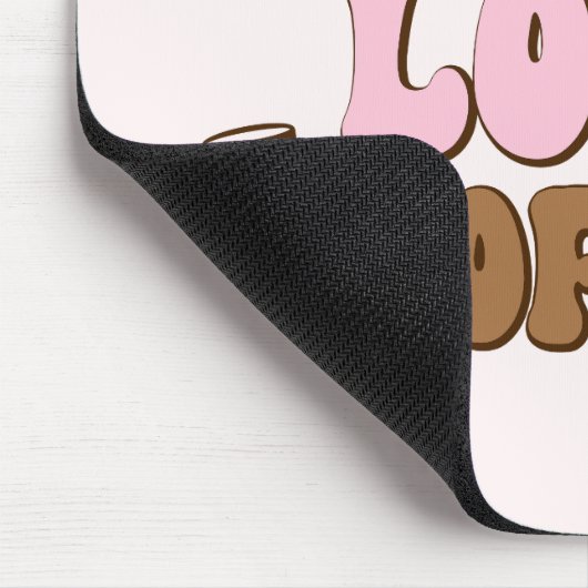 Peace Liebe Coffee Retro 70's Pink Brown Mousepad (Ecke)