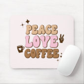 Peace Liebe Coffee Retro 70's Pink Brown Mousepad (Mit Mouse)