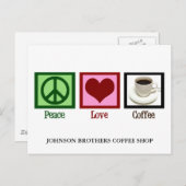 Peace Liebe Coffee Shop Custom Cafe Diner Postkarte (Vorne/Hinten)