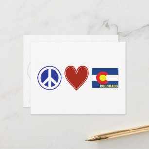 Peace Liebe Colorado Map Gestaltete Staatsflagge Postkarte