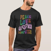 PEACE LIEBE COMPUTER Retro Technology Lehrerin Gro T-Shirt (Vorderseite)