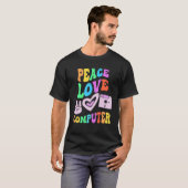 PEACE LIEBE COMPUTER Retro Technology Lehrerin Gro T-Shirt (Vorne ganz)