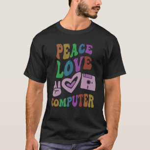 PEACE LIEBE COMPUTER Retro Technology Lehrerin Gro T-Shirt