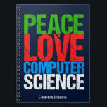 Peace Liebe Computer Science Custom Programmer Notizblock<br><div class="desc">Coole Computerwissenschaftsgeschenke für einen Wissenschaftler,  der mit Computersystemen und Programmierung arbeitet. Ein nettes Geschenk für einen Programmierer,  der in grün,  rot,  blau und weiß geschrieben ist.</div>