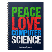 Peace Liebe Computer Science Custom Programmer Notizblock (Vorderseite)