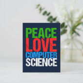 Peace Liebe Computerwissenschaft Postkarte (Stehend Vorderseite)