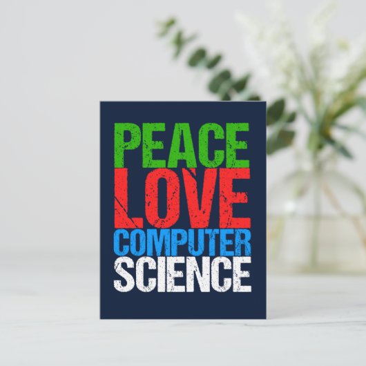 Peace Liebe Computerwissenschaft Postkarte (Stehend Vorderseite)