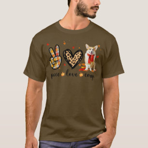 Peace Liebe Corgi Dog Scarf Leopard Herbst Herbst T-Shirt