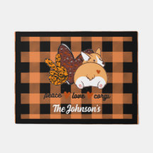Peace Liebe Corgi Door Mat