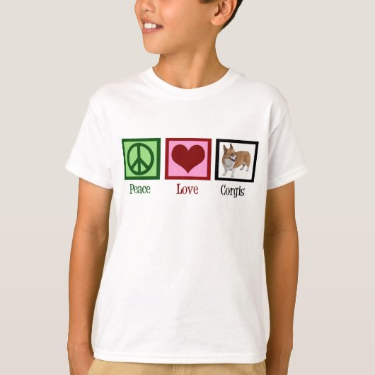 Peace Liebe Corgi Fotograf Kinder T-Shirt (Vorderseite)