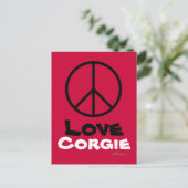 Peace Liebe Corgie Postcard Postkarte (Stehend Vorderseite)