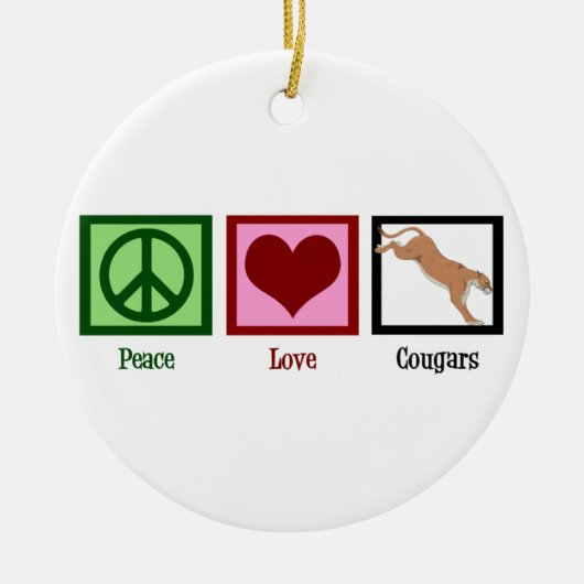 Peace Liebe Cougars Keramik Ornament (Vorne)
