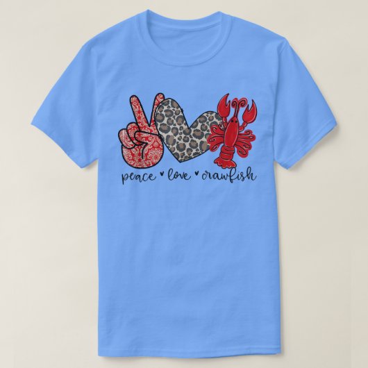 Peace Liebe Crawfish Niedlich Leopard und Meeresfr T-Shirt (Design vorne)
