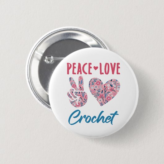 Peace Liebe Crochet Button (Vorne & Hinten)