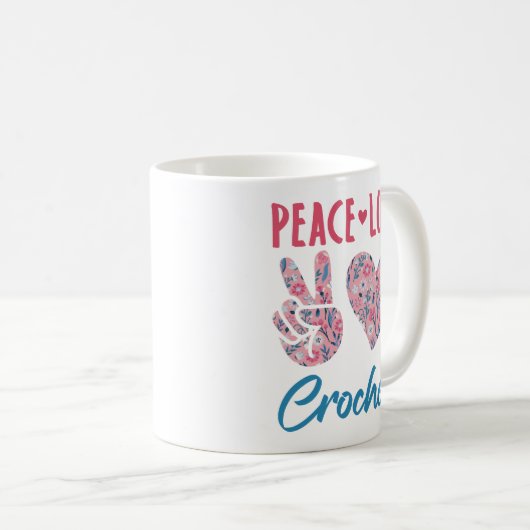 Peace Liebe Crochet Kaffeetasse (VorderseiteRechts)