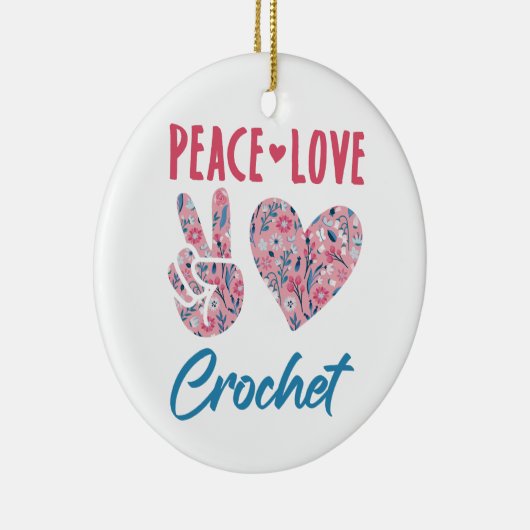 Peace Liebe Crochet Keramik Ornament (Rechts)